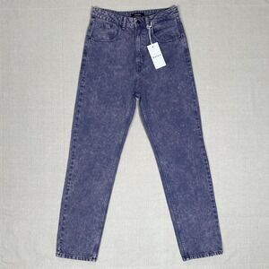 Waven Womens Super High Waist Straight Leg Jeans Size 8 30/30 Acid Wash Purple